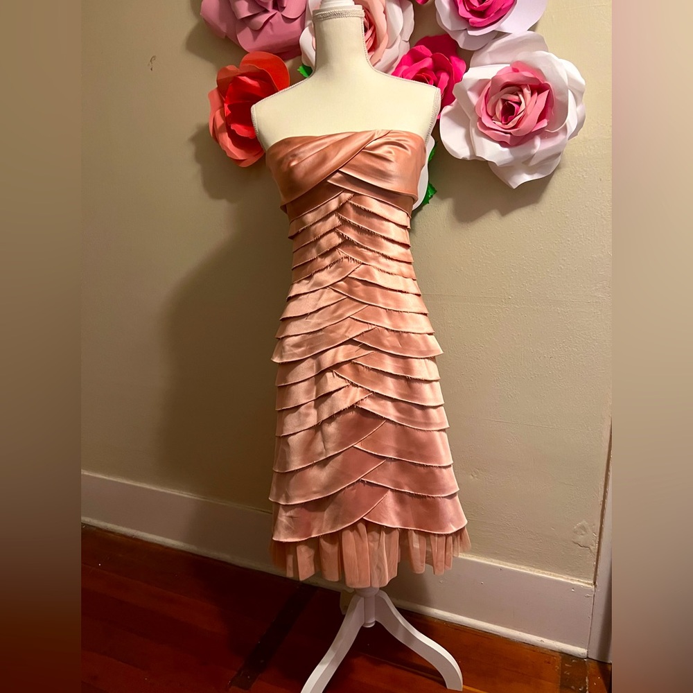 BCBG Max Aria tea length, strapless formal gown. NWOT